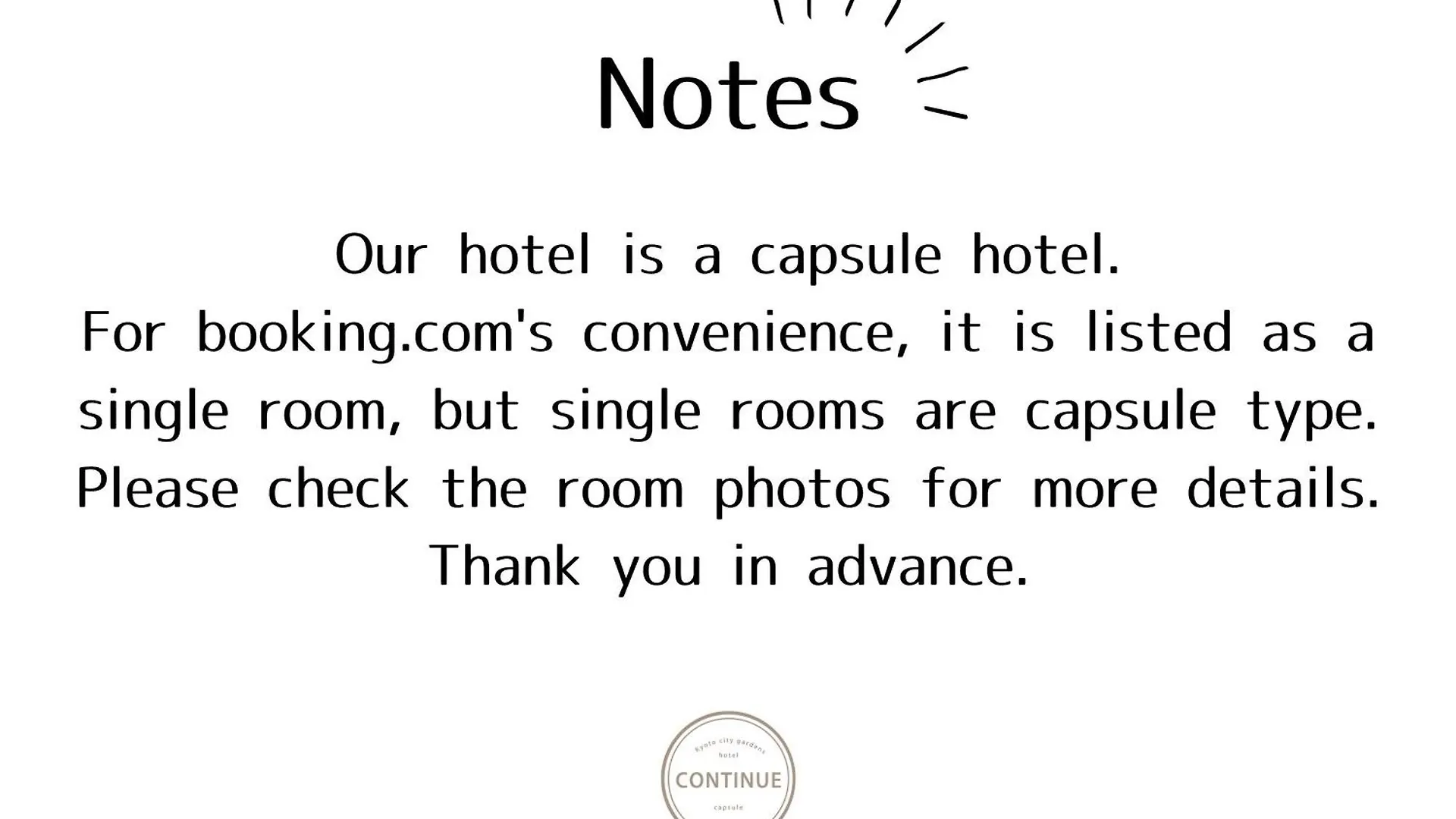 Capsule Hotel Continue Nijojokita Kyoto